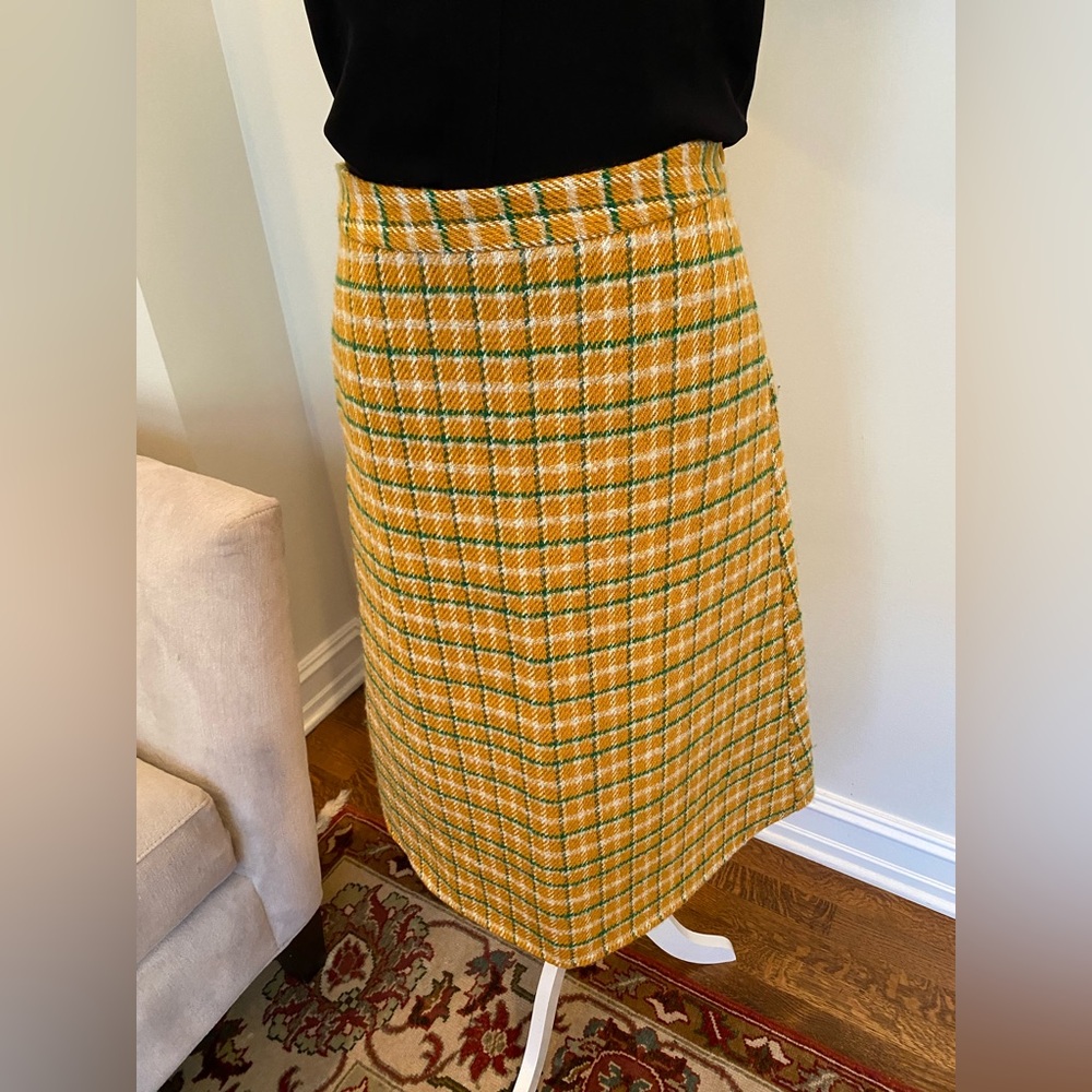 English Factory Yellow and Green Plaid A-Line Skirt